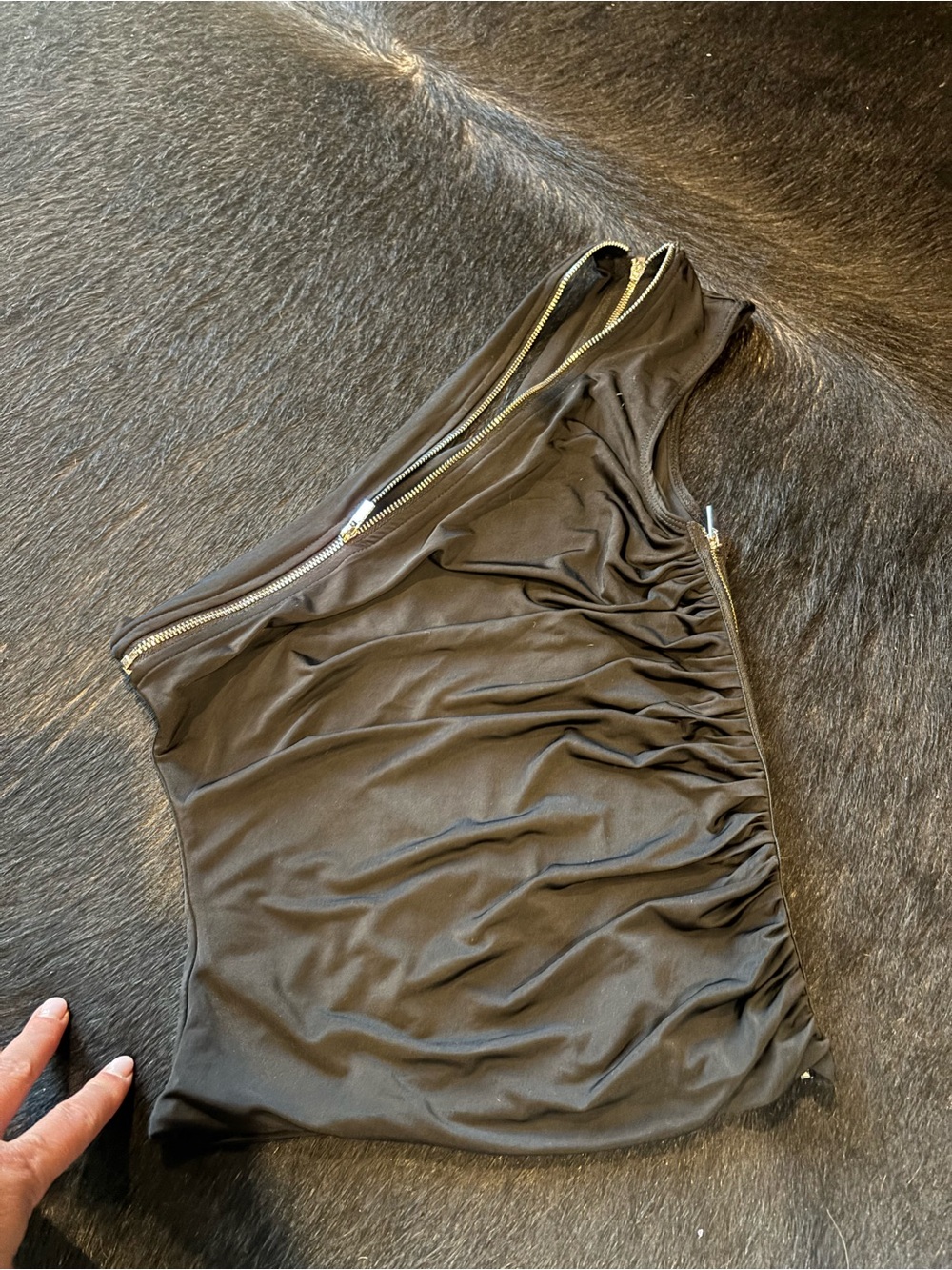 I.AM.GIA Black Top with Silver Zipper Detail